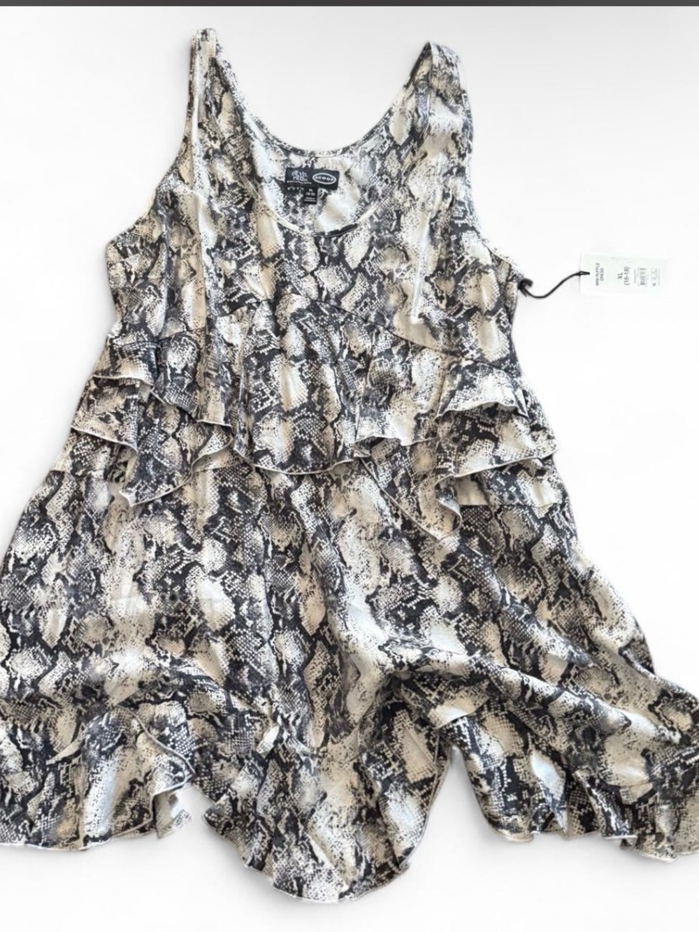 Scoop Devil Wears Prada Snakeskin Ruffle Mini Dress XL NWT